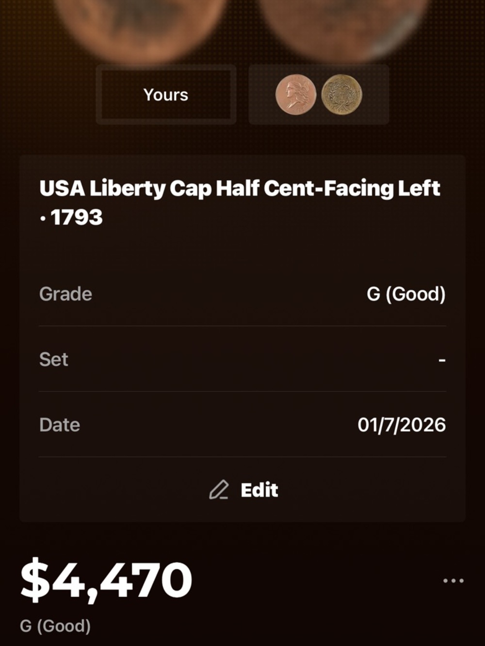 USA Liberty Cap Half Cent-Facing Left 1793